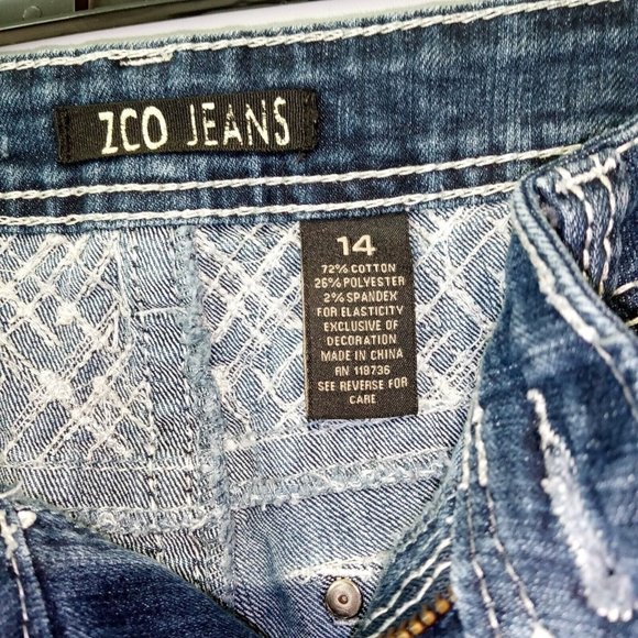ZCO Jeans  Girls size 14 or Women's size 6  Silver Metallic Sequin  Stretch  GUC - Picture 9 of 11